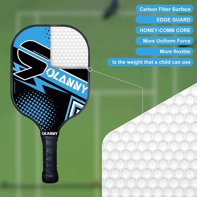 Graphite Pickleball Paddles Set- Premium Rackets Fiber Face & Polymer Honeycomb Core Pickleball Set Includes Pickleball Paddles + Pickleball Balls+ Replacement Soft Grip + 1 Bag