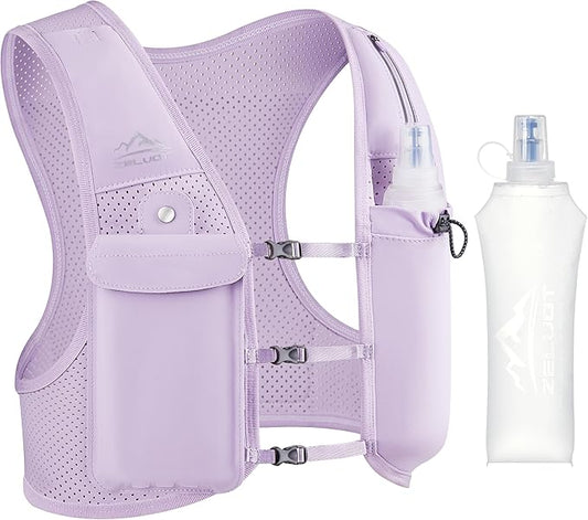 Zelvot Running Vest for Women Men, USA Original Patent, Adjustable Chest Straps Running Hydration Vest with 500ml Soft Flask, Lightweight Reflective Hydration Backpack for Marathon