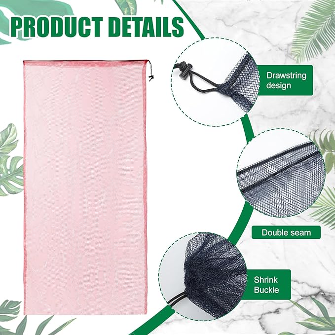 6 Pcs large Mesh Bag 24 x 48 inch Ball Mesh Drawstring Storage Sports Equipment Bag for Balls Beach