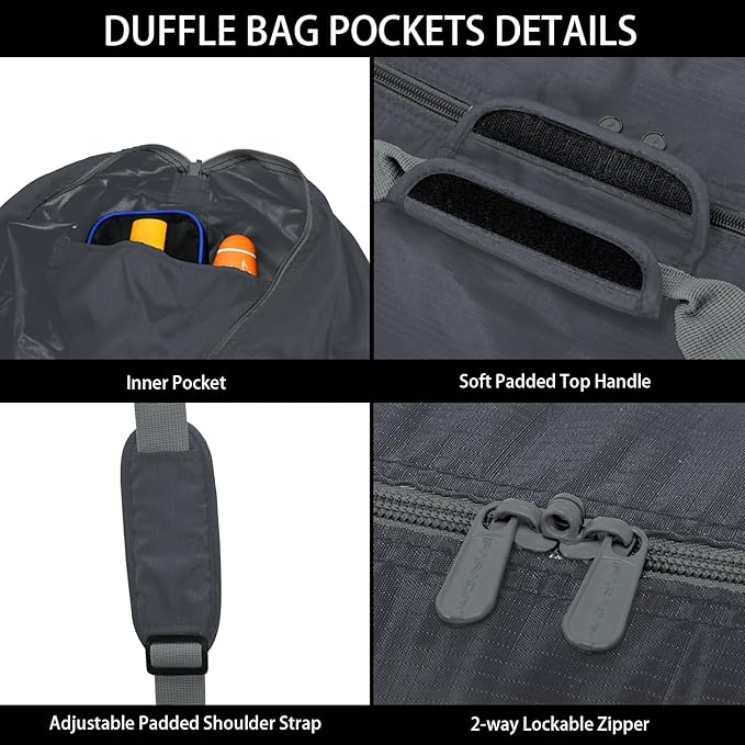 105L Extra Large Duffel Bag 32.5 inch Lightweight Luggage for Travel-Grey