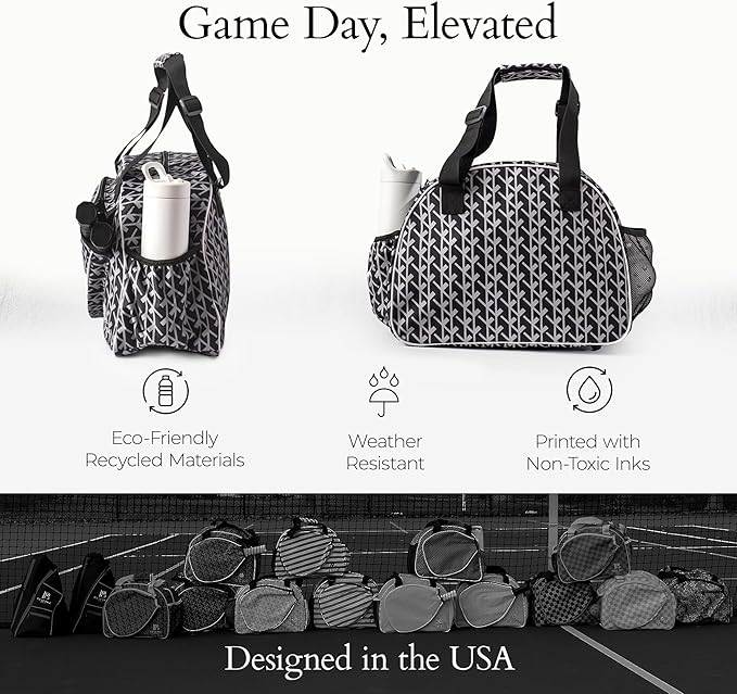 Pik’le’Ball Sport Premium Women's Pickleball Bag – Stylish and Versatile Sports Bag with Water Bottle Holder, Padded Paddle Pocket, and Spacious Design (fits 2+ Paddles!)