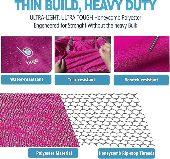 Bago Foldable Duffel Bags for Traveling Women & Men - 40L Sports Packable Duffle Bag for Travel with Shoe Compartment - Water Repellant, Heavy Duty, Lightweight Folding & Collapsible (Pink)