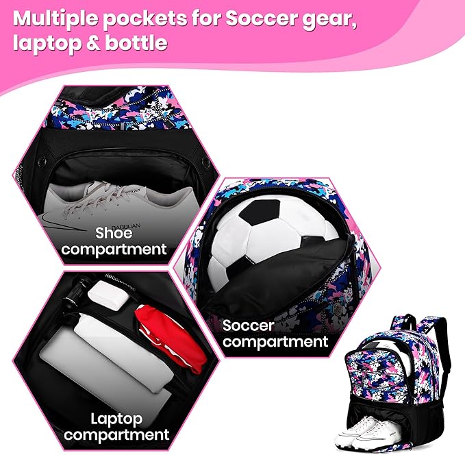 Youth Soccer Bag-Soccer Backpack&Backpack for Football Basketball,with Ball Compartment Separate Cleat Package