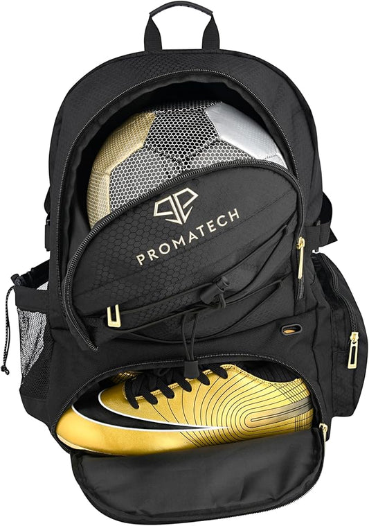 Sports Backpack, All-in-One Design for Size 5 Soccer Ball or Size 7 Basketball, Laptop-Ready, Cleat Storage, Hydration System, Quick Access Zipper - Ideal for Gym and Sports