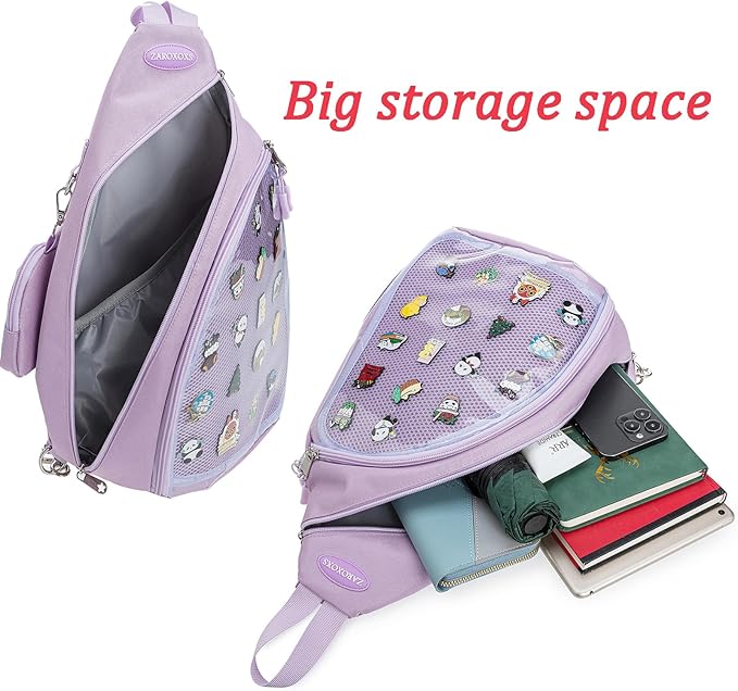 ZAROXOXS Mens Womens Oxford Ita Bag Pin Display Chest Pack Single Shoulder Bag Sport Backpack Packs Hiking Daypack