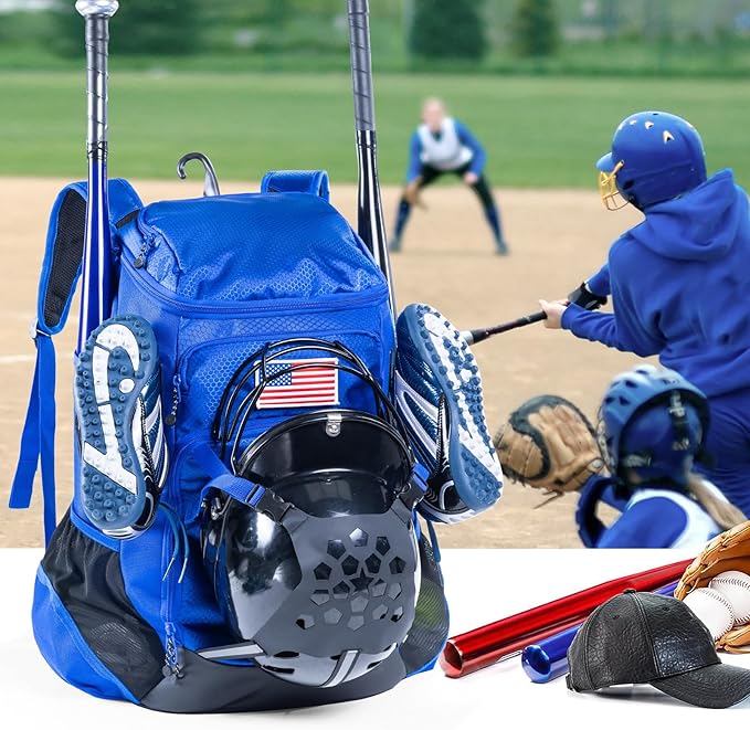 | Baseball Bag Softball Bat Bag, Double-layer Baseball Backpack Adult with Gear Klip To Hold Baseball Glove, Baseball Essential Gear, Youth Baseball Bag for Boys, Girls, Baseball Accessories