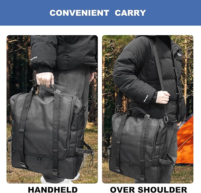 Hanging Camping Kitchen Organizer, Large Capacity Portable Storage Bag with Multi-Pockets, Water-Resistant Oxford Fabric for Outdoor Cooking, BBQ, Car Travel (Black)