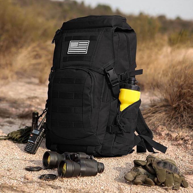 AUMENTAR 35L Military Tactical Backpack for Men, Water Resistant Assault Pack for Women, Black Molle Daypack 3 Day Bug Out Bag Rucksack for Trekking,Camping, Survival, EDC