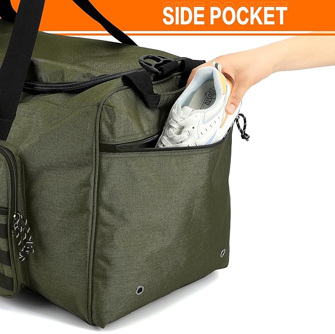 120L Extra Large Gym Duffle Bag for Men Women with Shoes Compartment Heavy Duty Tactical Sports Duffel Bag Big Football Baseball Basketball Soccer Hockey Team Equipment Bag, Green