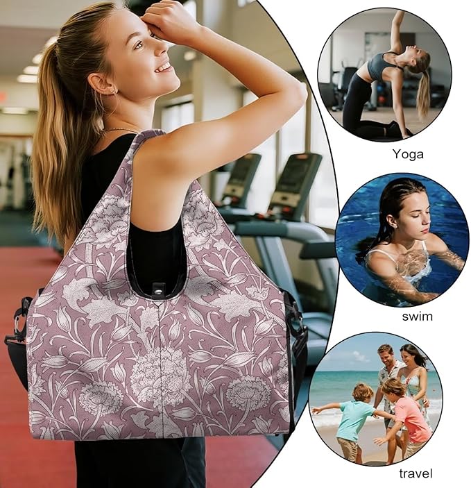 ZCFYGDX Yoga Gym Bag with Removable Adjustable Shoulder Strap, Shoe Compartment & Top Yoga Mat Holder 17.72x8.66x9.84in