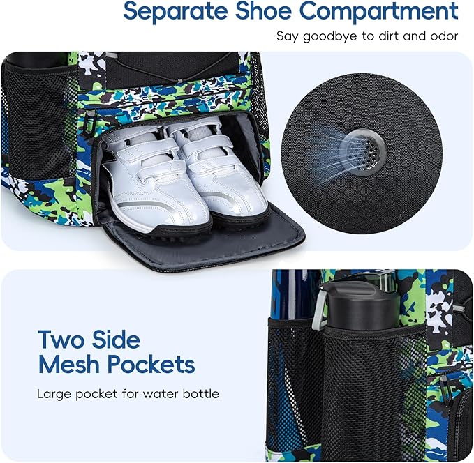 Baseball Bag for Youth and Adult, Softball Backpack 40L Large Capacity, Bat Backpack with Shoes Compartment and Hidden Helmet Holder