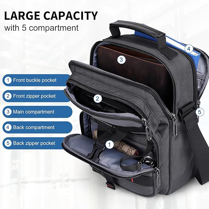 WITZMAN Crossbody Bag for Men Travel Small Shoulder Bags Lightweight Man Purse Messenger Bag for Casual Daliy Work Traveling