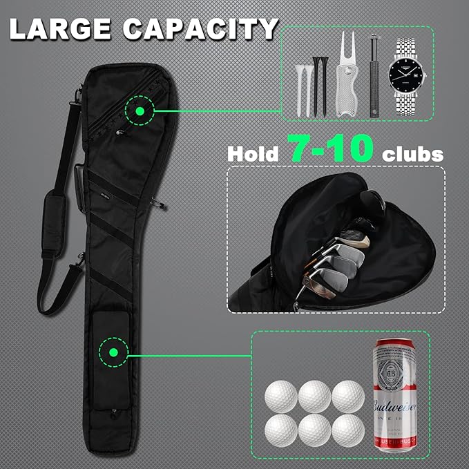 Big Teeth Golf Sunday Bag, Small Golf Bag Lightweight, Par 3 Golf Bag for A Few Clubs Driving Range, Practice with Carry Shoulder Strap Foldable Multi-Colour