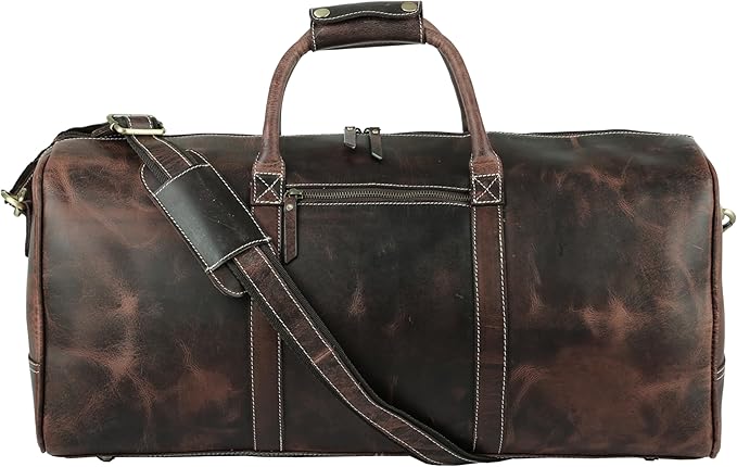Leather Travel Duffle Bags for Men and Women cabin friendly Weekend Bag Sports Gym airplane carry on overnight duffel