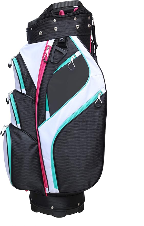 Majek Premium Ladies Black White Teal Pink 80s 1980s Retro Theme Golf Bag