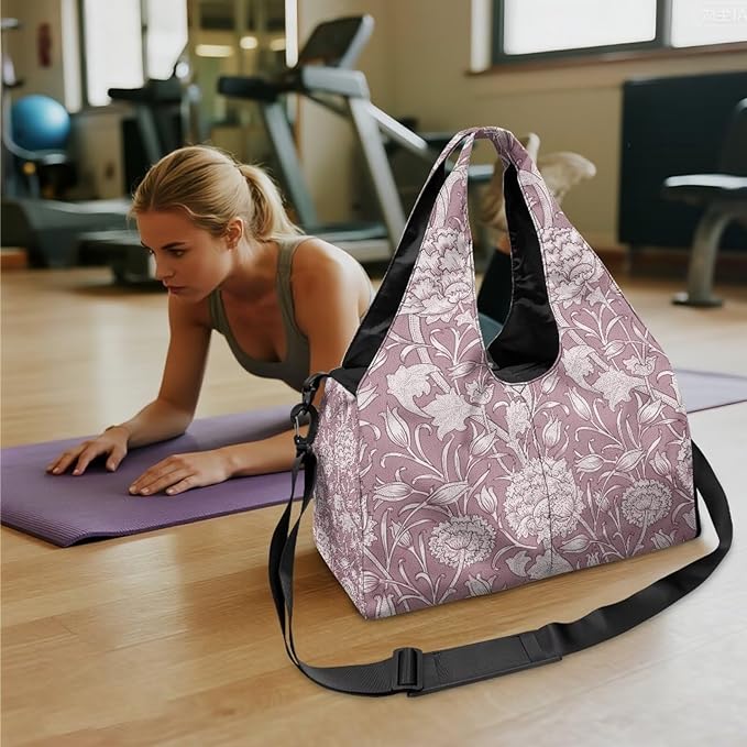 ZCFYGDX Yoga Gym Bag with Removable Adjustable Shoulder Strap, Shoe Compartment & Top Yoga Mat Holder 17.72x8.66x9.84in