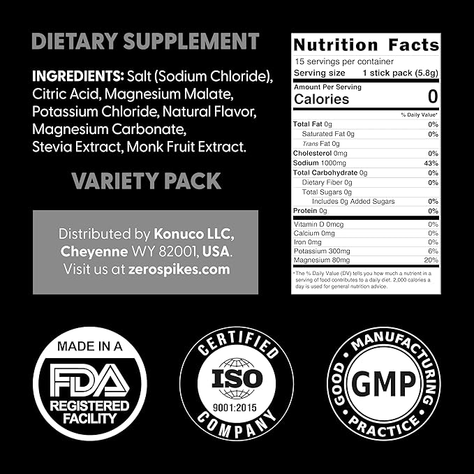 No Sugar Electrolytes Powder Packets | Keto & Fasting Salts Drink Mix | Supplements: The Key Hydration Nutrients Missing from Purified Water | Clean, Variety Pack, Calorie Free | 15 Sticks