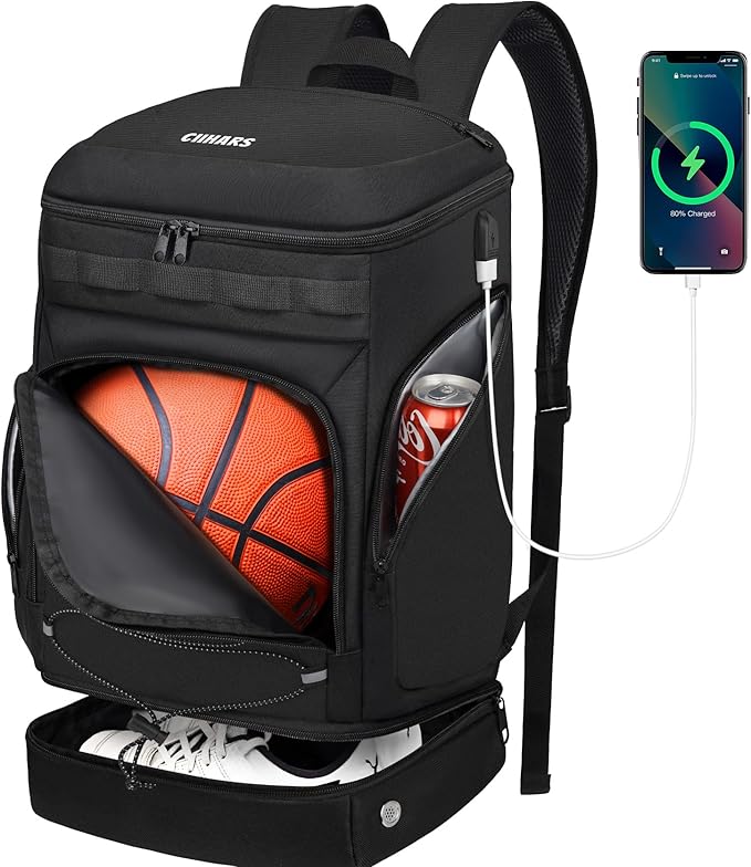 Basketball Backpack Bag Large Sports Bag with Separate Ball holder & Shoes compartment, Best for Basketball, Soccer,Volleyball,Gym