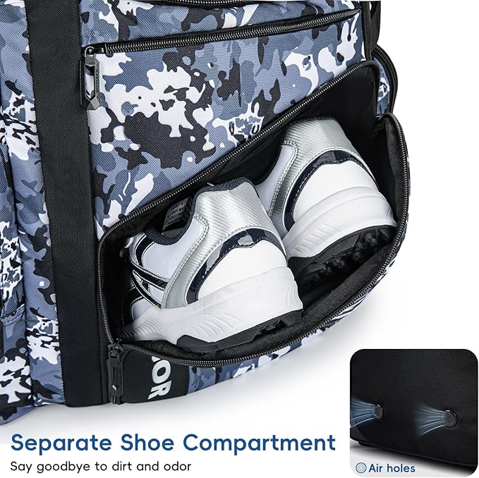 Baseball Bag for Youth and Adult, Softball Bag 50L Large Capacity Holds 4 Bats, Equipment Backpack with Shoes Compartment