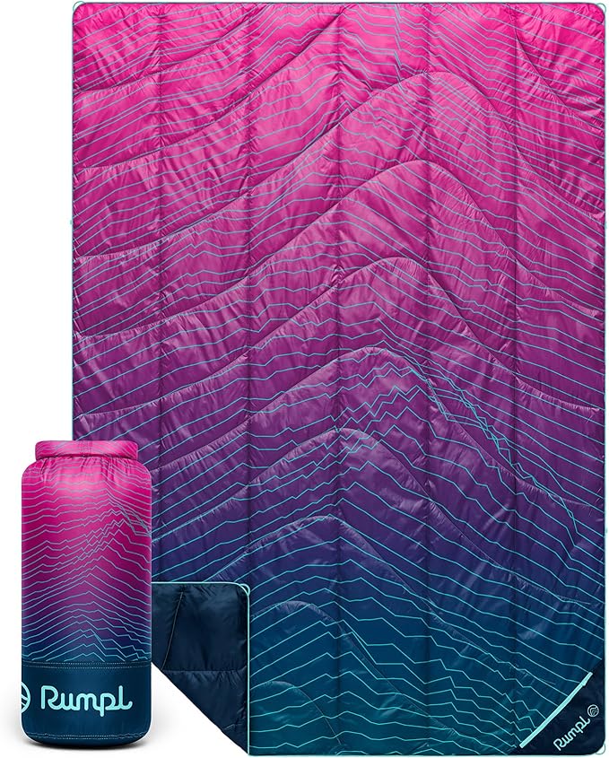 Rumpl Backcountry Puffy Blanket, Ultra-Portable and Lightweight Adventure Blanket, 1-Person (52x75 inches), Trace Valley Moss