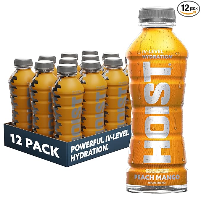 HOIST Premium Military Hydration Electrolyte Drink, Powerful IV-Level Hydration, Clinically Proven Performance Drink, Peach Mango, 16 Fl Oz (Pack of 12)