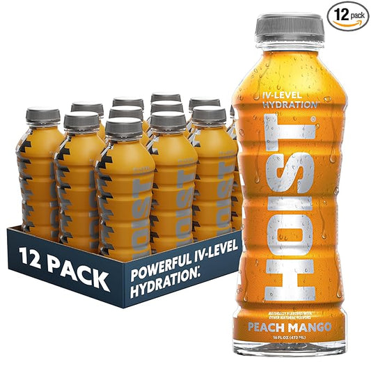 HOIST Premium Military Hydration Electrolyte Drink, Powerful IV-Level Hydration, Clinically Proven Performance Drink, Peach Mango, 16 Fl Oz (Pack of 12)