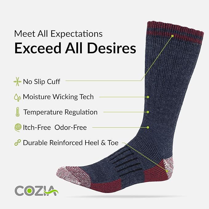 COZIA Merino Wool Socks for Men & Women Casual Warm Winter Cozy Thermal Socks