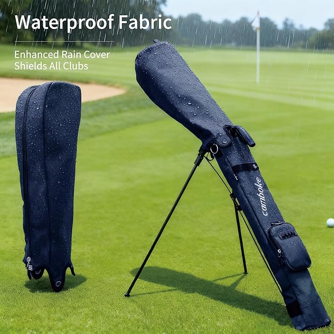 Camboke Lightweight Golf Stand Bag, Portable and Durable Golf Carry Bag with Padded Strap and Pocket, Sunday Bag for The Driving Range, 2-Way Divider Practice Bag for Men and Women