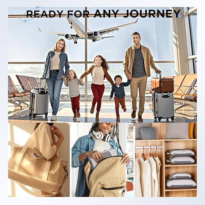 8 Set Compression Packing Cubes for Travel Essentials,Compressible Expandable Packing Cubes for Suitcase,OlarHike Luggage Organizer Bags for Travel,Handy Helper for Organizing Clothes(Gray)