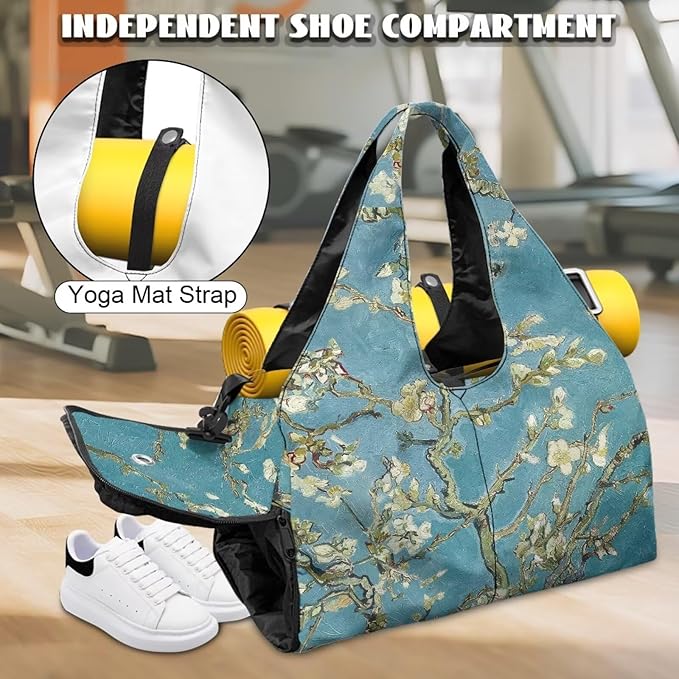 ZCFYGDX Yoga Gym Bag with Removable Adjustable Shoulder Strap, Shoe Compartment & Top Yoga Mat Holder 17.72x8.66x9.84in