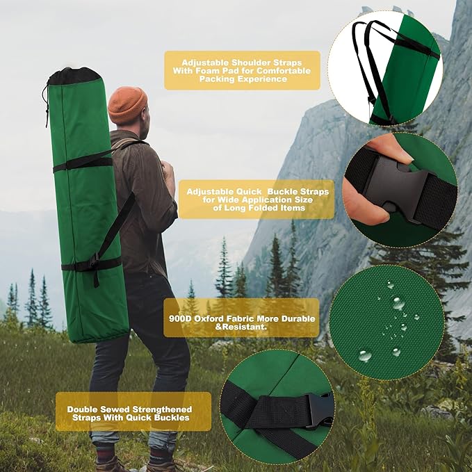 1 Pack 900D 48 Inch Camp Chair Bag Replacement with Shoulder Strap Camp Bagpack Folding Chair Bag Fishing Outdoor Storage Backpack 48 * 16.5 * 10.2Inch (Green, XL)