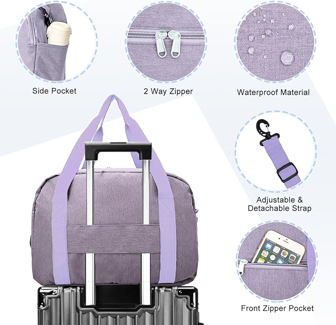 18" Small Carry on Bags for Airplanes with Laptop & Wet Compartment Underseat for Spirit Airlines Personal Item Travel Bag 18x14x8 in Duffle Gym Bag for Women Men