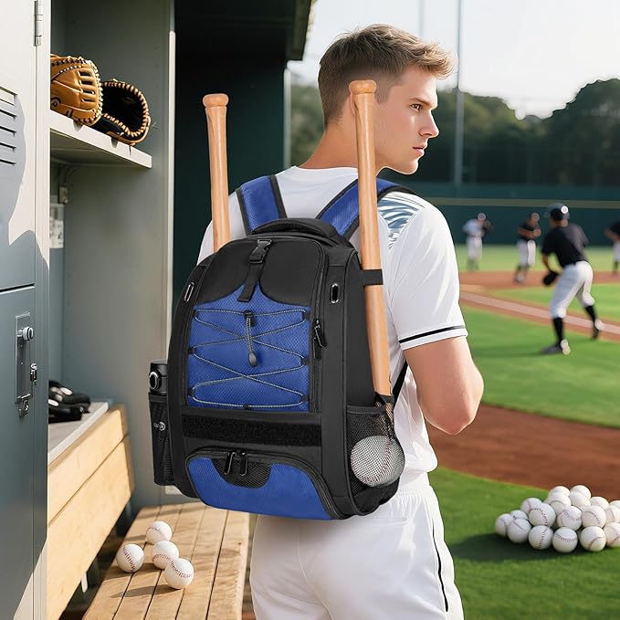 ANILD 30L Youth Baseball Backpack, Bat Backpack for Baseball with Separate Shoes Compartment, Baseball Equipment Bag with Fence Hook, Suitable for Baseball, T-Ball, Softball and More