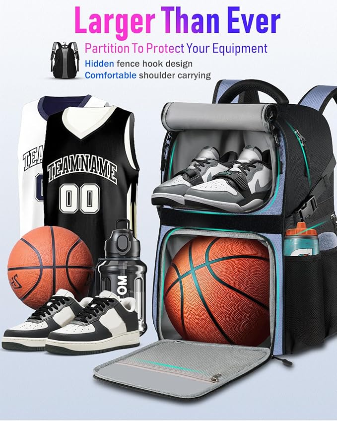 Basketball Bag Backpack with Ball Holder Shoes Compartment, Large Basketball Accessories Sports Bag