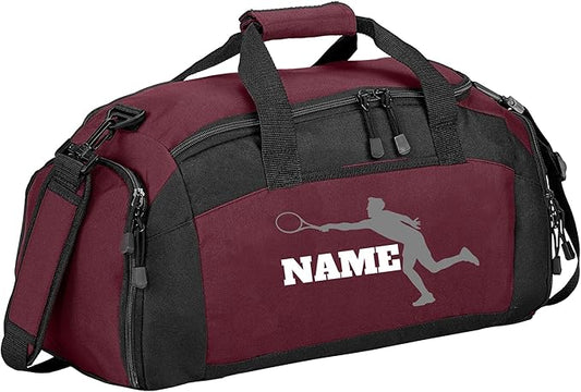 Personalized Sports Duffle Bag with Shoe Compartment (Tennis(Male), Maroon)
