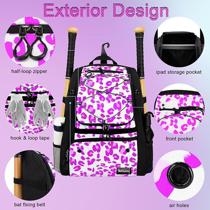 Youth Baseball Bag with Vented Shoe Compartment, Softball Bat Bag for Batting Mitten, Helmet, Teeball Gear - Adult Boys Girls Kids