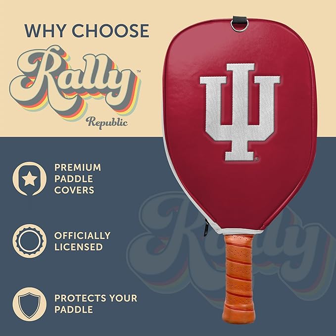 Officially Licensed Collegiate Pickleball Paddle Cover - Lightweight PU Leather Material - Durable Foam Interior Protection with Zippered Closure - Fits Most Paddles on the Market