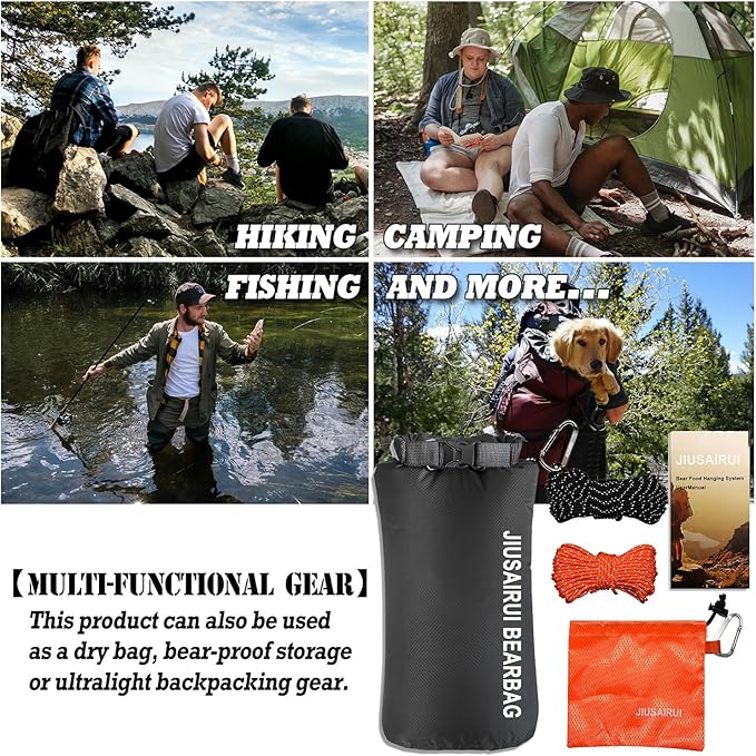 7.8Oz Ultralight Bear Bag Hanging Kit: 30D Waterproof Bear Proof Food Storage for Backpacking and Camping Alternative to Bear Canister