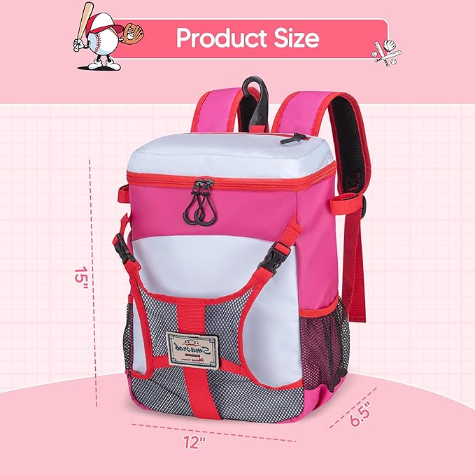 Youth Baseball Bag for T Ball, Rec and Travel Ball, Softball Bag with Helmet Holder and Fence Hook