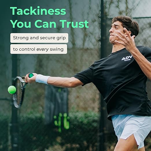 ADV MaxTac Tacky Tennis Overgrip - 12 Pack Extremely Sticky Non-Slip Tennis Grips Overgrip - Razor-Thin & Easy to Use Pro Tennis Racquet Grip Tape, White