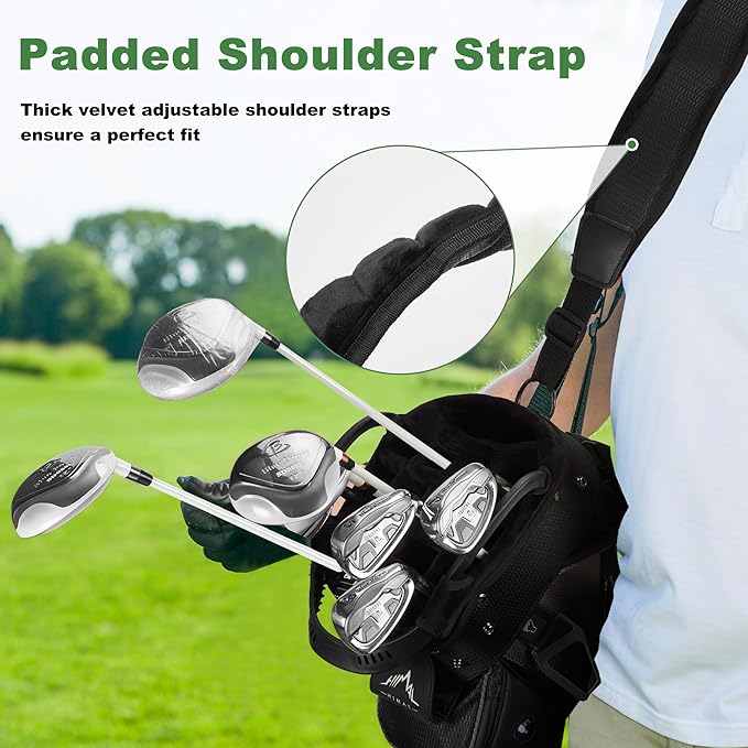 UNIHIMAL 14-Way Golf Cart Bag with Full Length Divider, Premium PU Leather Golf Bag with Plush Top, Magnetic Pocket and Rain Cover for Men