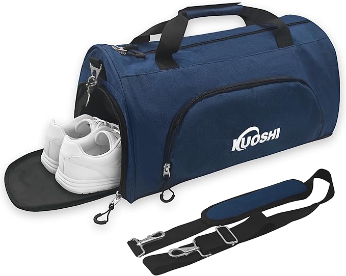 56L Gym Bag Sports Duffle Bag with Shoe Compartment & Wet Pocket, Carry-on Luggage Bag with Quick-Access Pouch, Weekender Overnight Travel Bag for Men & Women