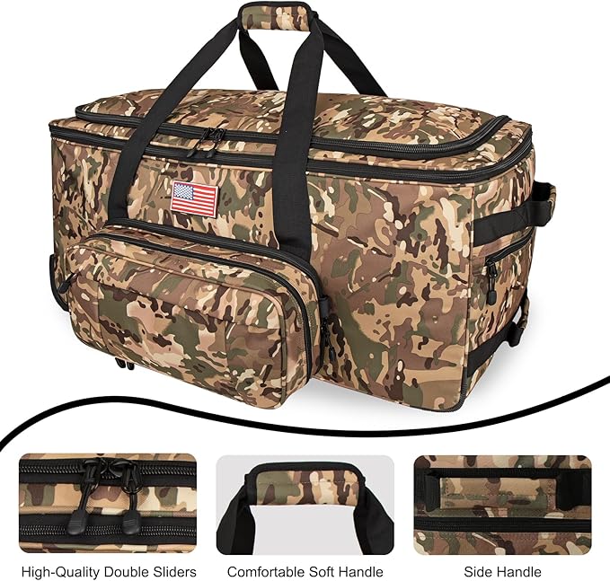 150L Large Rolling Duffle Bag with Wheels, Heavy Duty 32'' Tri-Wheel Gear Hauler for Camping,Moving Sports Equipment, Military & Airline Checked Bag Approved,Camo