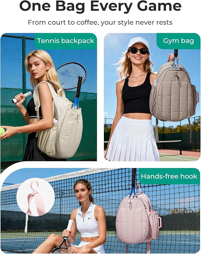 BAGSMART Tennis Gym Bag for Women, Tennis Bag Holds 2 Rackets with Shoe Compartment & Wet Pocket, Sports Duffle Bags fits up to 15.6" Laptop, Women Overnight Weekend Bag
