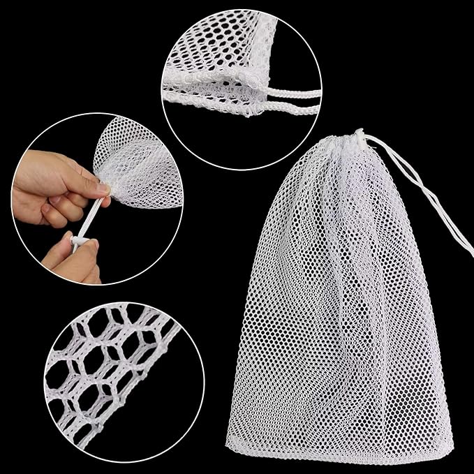 4 Pieces Premium Nylon Mesh Chum Bag for Enhanced Fishing Attraction 12 x18 inch Chum Bag with Drawstring