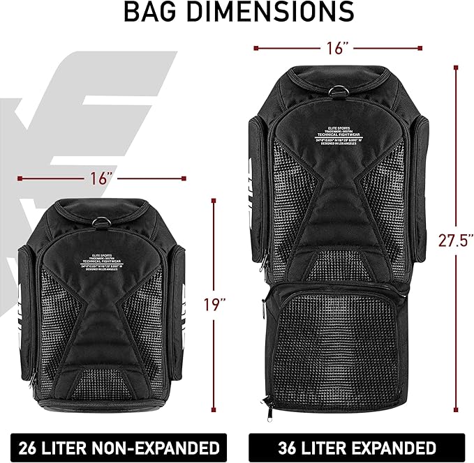 Elite Sports Jiu Jitsu BJJ Jaco Expandable Gym Duffel Backpack Bag for MMA, BJJ, Jiu Jitsu, Boxing Gear, Duffel Athletic Bag