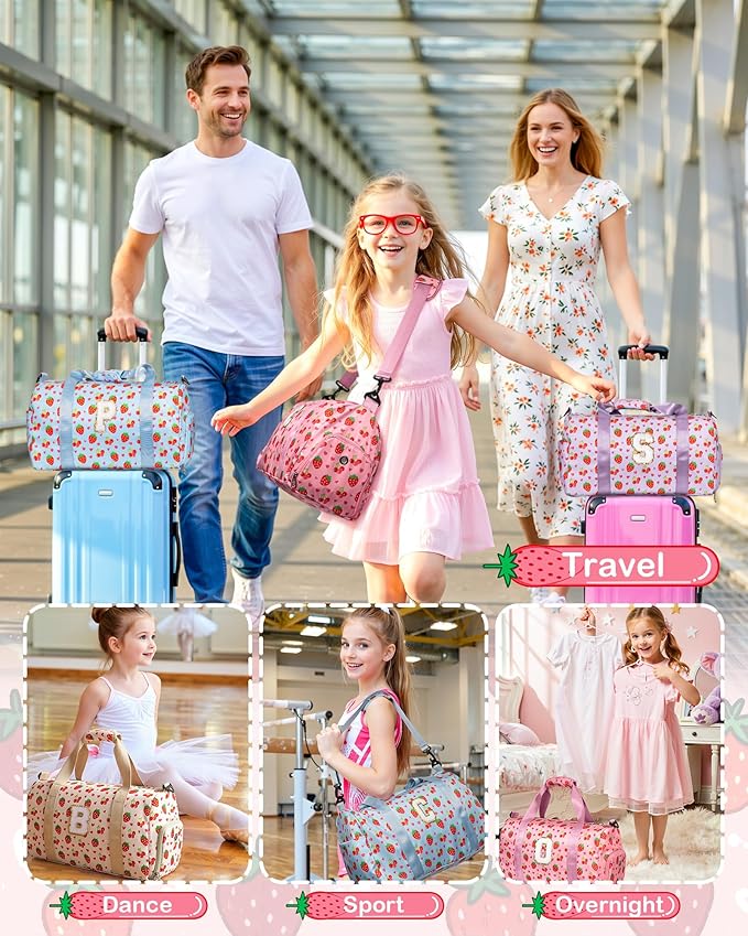 Birthday Gifts for 6-12 Year Old Girls, Custom Duffle Bag for Kids, Preppy Stuff for Daughter Granddaughter Niece, Overnight Weekender Bag with Shoe Compartment, Weekend Trip Essentials