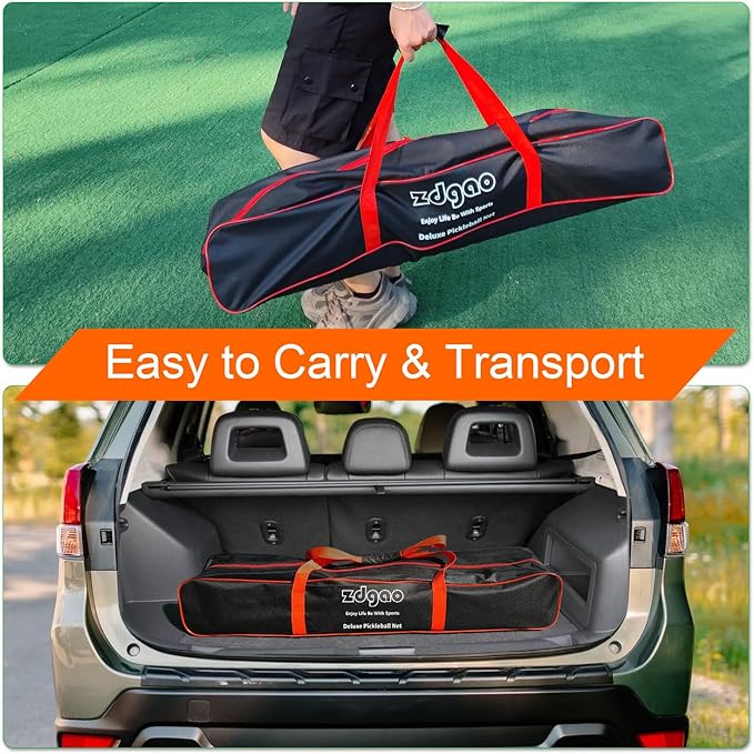 Zdgao Pickleball Net for Driveway with 22FT Regulation Size Pickleball Net, 4 Outdoor Pickleballs and Carry Bag, Weather Resistance Strong Steel Frame