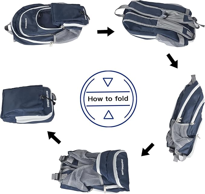 BEMYGREENBAG 35L Foldable Waterproof Backpack For Outdoor Sports Travel Inside Wet Clothes Compartment Packable For Multiple