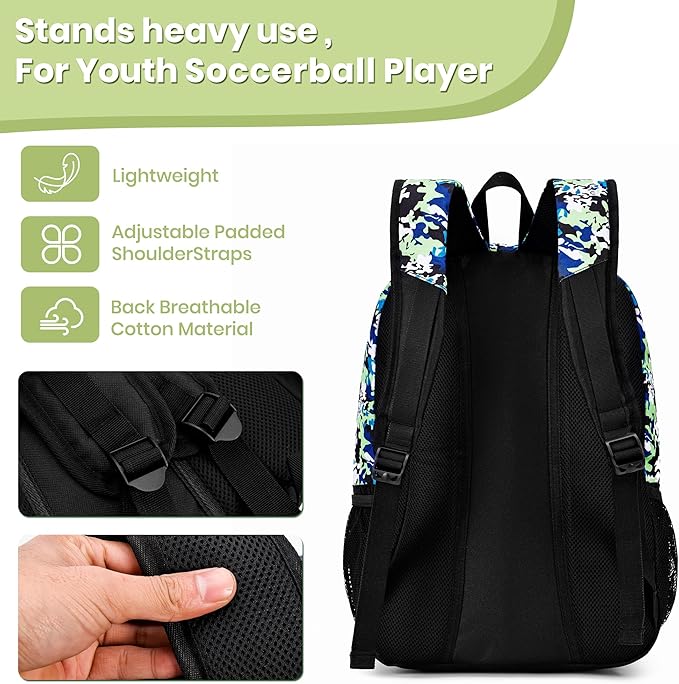 Youth Soccer Bag-Soccer Backpack&Backpack for Football Basketball,with Ball Compartment Separate Cleat Package